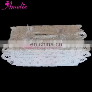 Victorian Style Handmade Cotton Battenburg Lace Trim Tissue Box Cover thumbnail-2