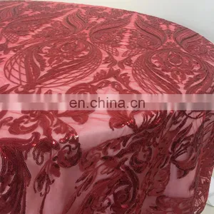 TC227A New Red Sequin Fabric Moroccan Home Sense Tablecloth for Restaurant thumbnail-4