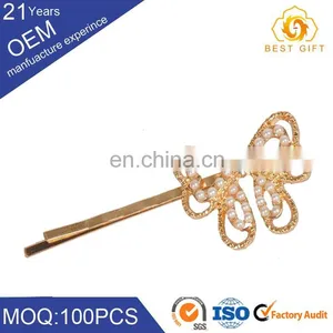 Popular Customizable Fashion Rhinestones Metal Hair Pin for Women thumbnail-2