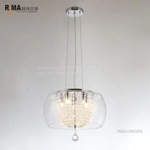 Modern K9 Round Crystal Ceiling Lights Kitchen Glass Pendant Light for Dinning Room thumbnail-1
