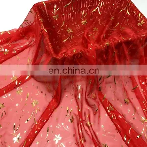 China Supplier Cheap High Quality 100% Polyester 30D Bronzing Chiffon Fabric for Saree thumbnail-1