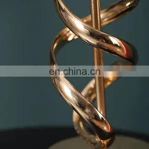 Nordic Modern Style Gold Threaded Metal Base Design Black Hotel Home Table Lamp thumbnail-3
