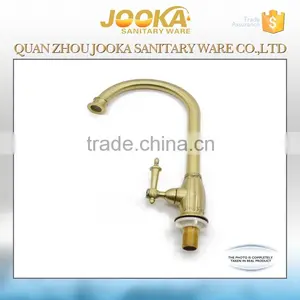 Classic Gold Plated Crown Long Hose Single Hole Cold Water Kitchen Tap thumbnail-1
