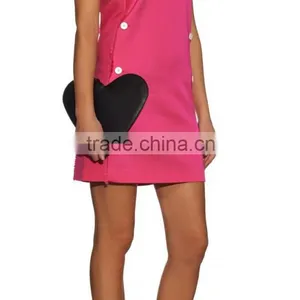 Heart Shaped Black Plain Leather Clutch Bags Hand Bag Handbag for Women thumbnail-5