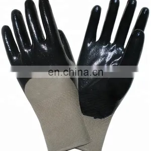 Cotton Interlock Lining Knit Wrist Yellow Nitrile Coated Work Gloves For Oil Gas thumbnail-5