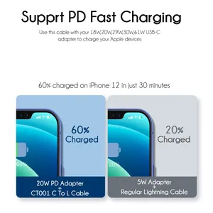 Original High Quality 18W 20W USB C to Lightning PD Fast Charging Cable Charger USB Type C C94 Data Cable for IPhone 13 thumbnail-3