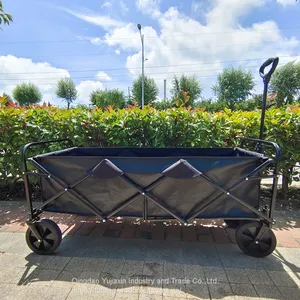 Extended Capacity Folding Wagon Four Big PVC Wheels Collapsible Picnic Camping Cart thumbnail-1