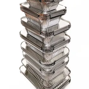 Fast Food Packing and Daily Food Storage Aluminum Foil Containers With Clear Plastic Lids thumbnail-4