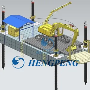 Modular Pontoon Crane Transportation Barge/Floating Working Platform Carrier/Cargo Deck Barge Support Crane Operate Dredging in Inland River Lake thumbnail-3