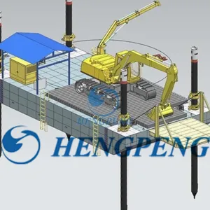 Modular Pontoon Crane Transportation Barge/Floating Working Platform Carrier/Cargo Deck Barge Support Crane Operate Dredging in Inland River Lake thumbnail-4