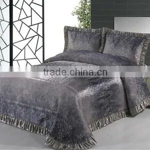 3 Pcs Luxury Jaquard Quilt Bedding Set In Grey Color thumbnail-1