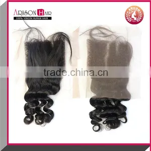 Wholesale 7A Grade Cheap Human Hair Lace Closure Bleached Knots Free Parting Brazilian Hair Closure Piece thumbnail-5