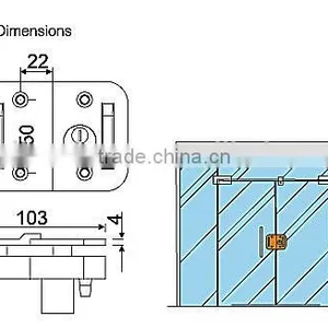 SKG-02D South America Standard Glass Door Lock, Sliding Tempered Glass Door Key Locks thumbnail-2