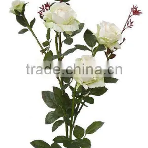 110cmH Artificial Rose Spray With 4 Flowers and 1 Bud thumbnail-1