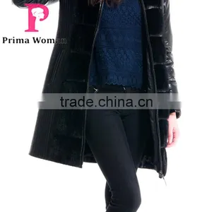 Used Long Winter Women Medium Length Coat With Mink Hat Overcoat thumbnail-4