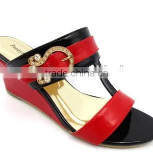 New Fashion Wedge Heel pu Slipper for Lady thumbnail-2