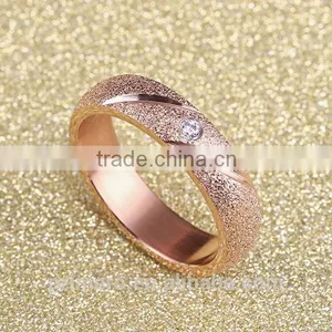 Hot Sale Jewelry Matte Texture 18k Rose Gold Plated Stainless Steel Single Stone Ring Designs thumbnail-5