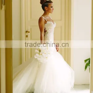 Custom Made Sexy Backless Wedding Dresses Mermaid 2015 Open Back Bridal Gown Lace thumbnail-1