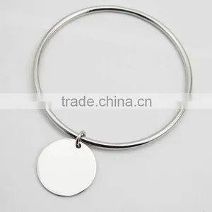 Round Dog Tag Factory Customize Stainless Steel Charm Bracelet Bangle thumbnail-6