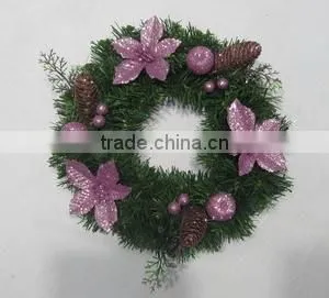30cm Pine Needle With Glitter Wreath, 2016 Xmas Wreath Decoration thumbnail-1