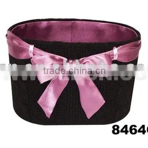 Round Storage Woven Basket With Ribbon(gift Container Box, Paper Box, Package Box, Gift Box) thumbnail-1