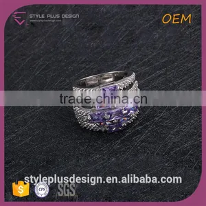 R63483K01 Women Gay 925 Sun Silver Ring Engraving Machine Amethyst Square Cut 5 Layer Gemstones 18K Platinum Plated Rings thumbnail-2