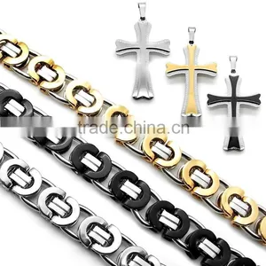 Custom Cheap Cross Pendant Necklace Jewelry Set Discount Stainless Steel Jewelry thumbnail-1