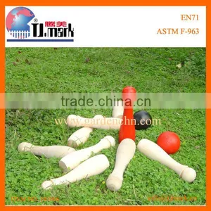 Hot Sale 12pcs Wooden Skittles Bowling Set Garden Game Toy thumbnail-1