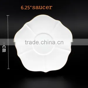Gold Rim Tea Cup and Saucer 200cc /100cc Flower Shape Ceramic Bone China Cup and Saucer thumbnail-6