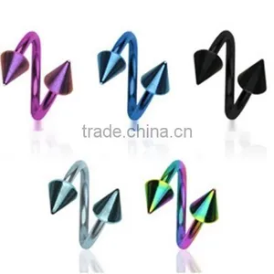 Titanium Twist Spikes Belly Navel Ring 14G Anodized Spiral Button Piercing Twister Ring thumbnail-1