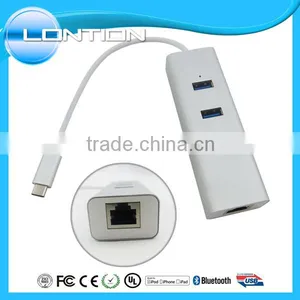 3 Port USB 3.0 Type C HUB With RJ45 Lan Ethernet Adapter thumbnail-3