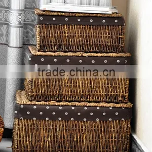 Eco-friendly Home Used Hotel Used Sundries Storage Hand Woven Baskets of Corn Husk With Cover thumbnail-3