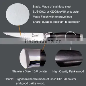Wholesale OEM LOGO Flat Ware Stainless Steel Steak Knife Custom Steak Knife thumbnail-2
