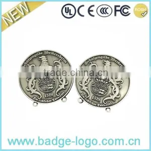 Antique Silver Novelty Custom Round Lapel Pin thumbnail-1