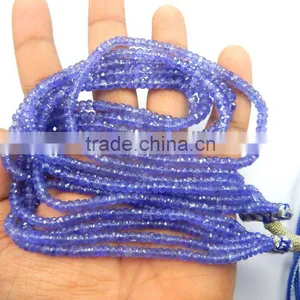 Low Price Natural Royal Blue AA Quality Tanzanite Roundel Faceted Beads, tz Beads thumbnail-1