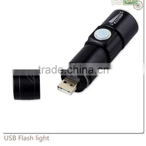 LED Zoom Aluminum Alloy Flashlight Torch Lamp 3 Modes Rechargeable USB Camping Flashlight thumbnail-2