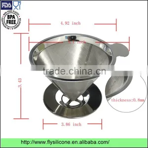 High Quality Wholesale Pour Over Stainless Steel Coffee Cone Dripper With Cup Stand thumbnail-4