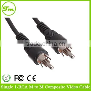 25cm Single Mono RCA Phono Male Plug Audio Visual Short Black Patch Lead Audio Cable thumbnail-1