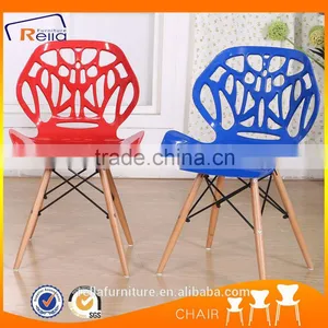 Hot Sale Plastic Dining Chair With Beech Wood Legs thumbnail-3