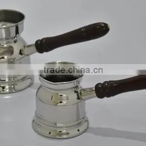 Stainless Steel Turkish Arabic Coffee Pots & Warmers With Wooden Handle thumbnail-1