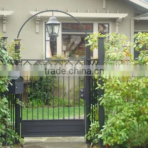 China Wholesale Wrought Iron Walk Gate, Forged Double Arched Iron Driveway Gate thumbnail-1