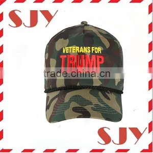 Adjustable Custom Camo Trucker Cap With Rope Front thumbnail-1
