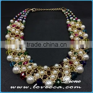 New Luxury Wedding Gift Jewelry Exaggerate Beads Fancy Gold Necklace thumbnail-5