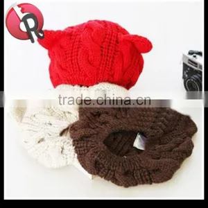 1x Braided Women Winter Warm Beanie Devil Horns Cat Ear Crochet Knit Ski Cap Hat thumbnail-4