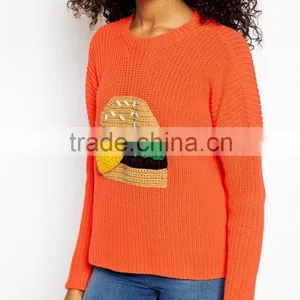 High Fashion Design Sexy Women Cheap Casual Sweater Orangecrochet Cute Sweatershirt Custom thumbnail-3