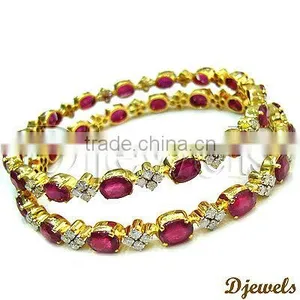 Ruby Gold Bangles, Designer Diamond Bangles, Ruby Jewelry thumbnail-1