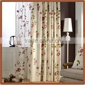 Custom Made Floral Design Polycotton Material Embroidery Curtain Drapery Fabric Wholesale thumbnail-4