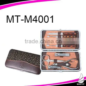 High End Professional Wood Handle 9PCS Stainless Steel Manicure Set thumbnail-1