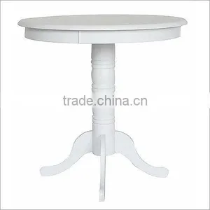 White Round High Bar Wooden Table thumbnail-1