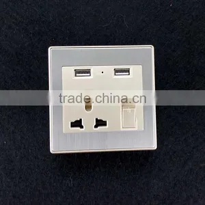Stainless Steel Usb Wall Power Socket With Surge Protector thumbnail-1